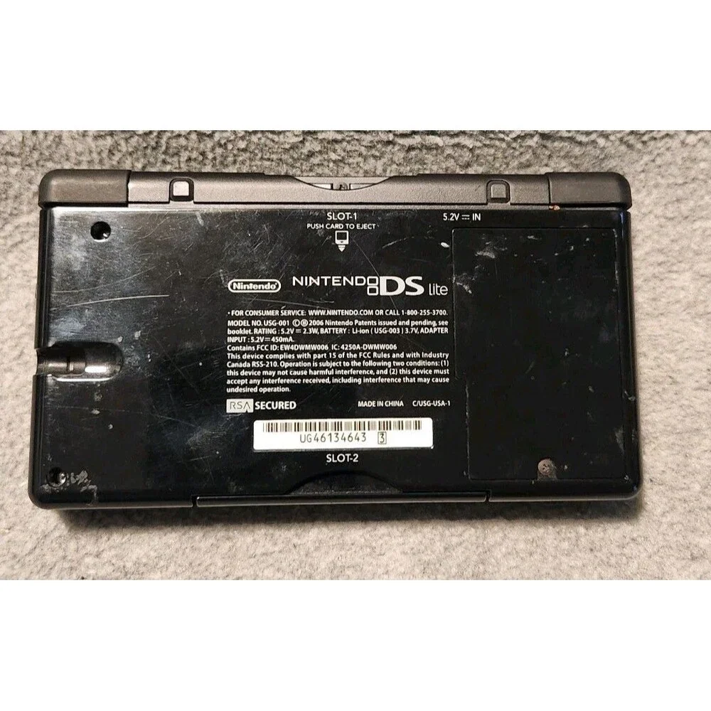 Nintendo DS Lite Console USG-001 No Charger - Onyx Black Tested